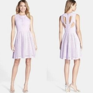 Betsey Johnson Lavender Eyelit Dress Size‎ 12, Cut out Summer Dress